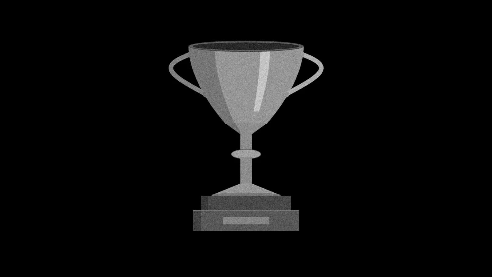 Illustration: a two-handled trophy cup on a stepped plinth with a blank plate, in grey on black.