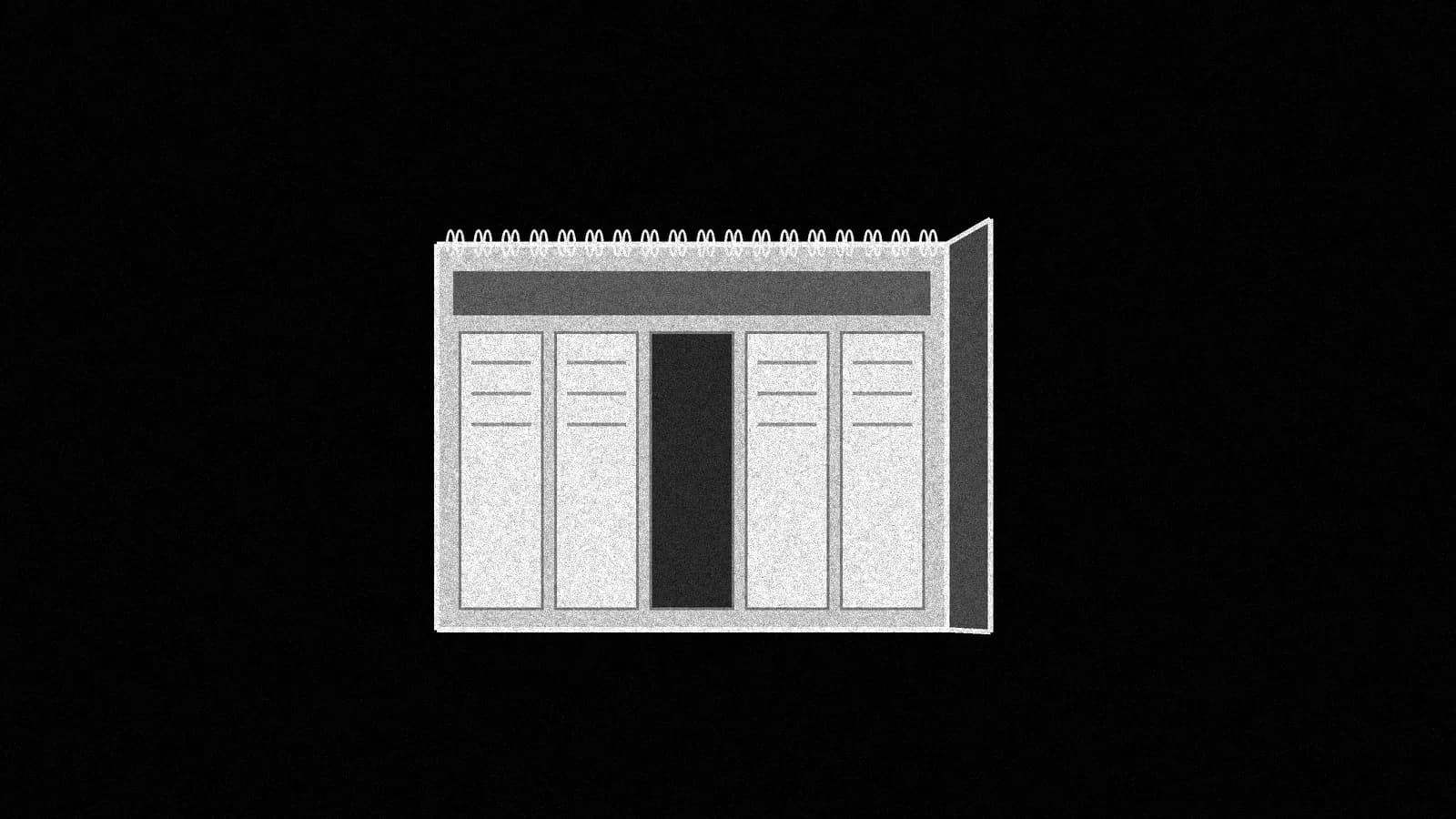 Illustration: a spiral-bound desk tent calendar showing a week page with one day column left dark and empty, in black and white.