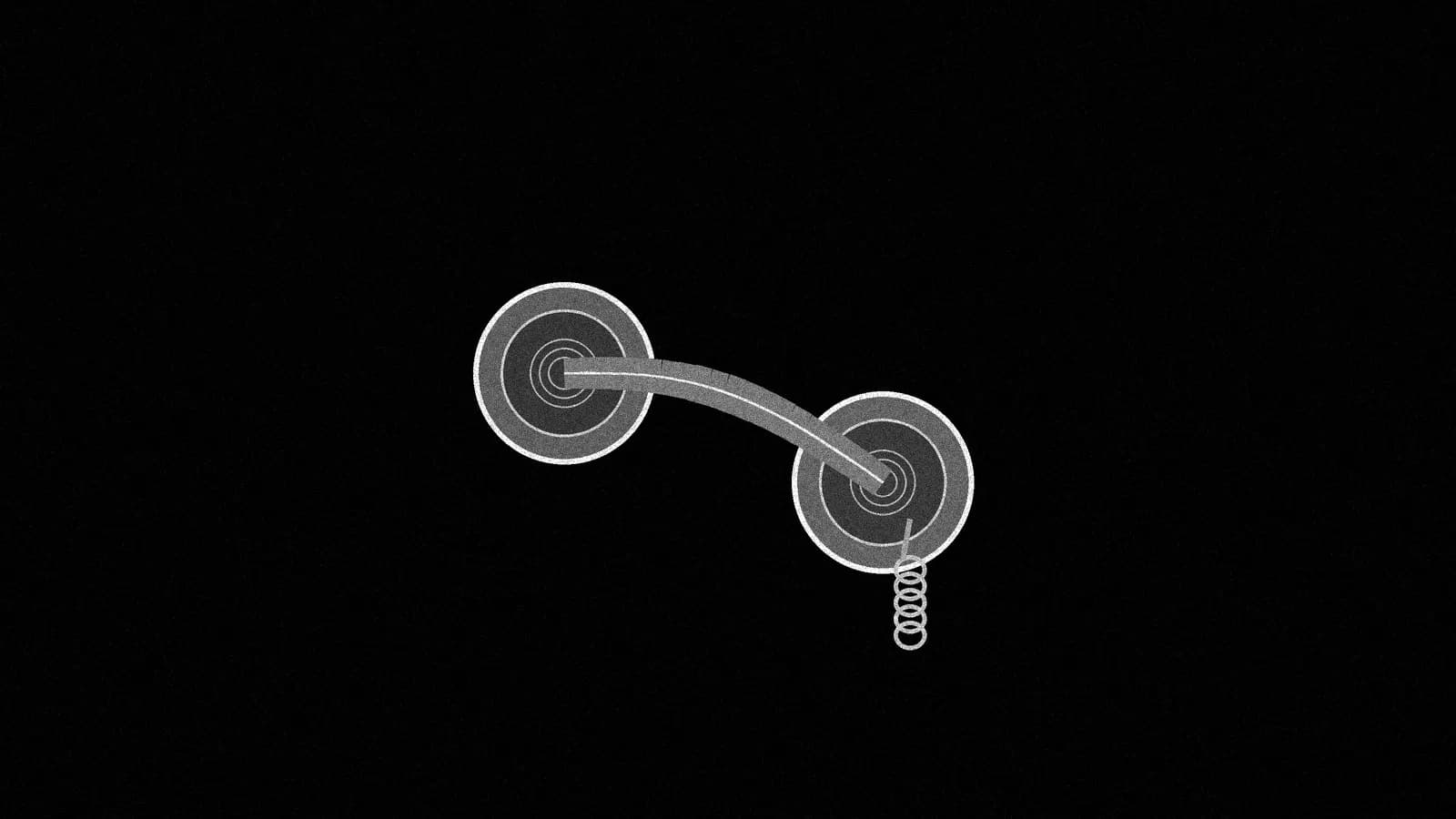 Illustration: a classic corded telephone handset in 3/4 view on black, with a short coiled cord beside it.